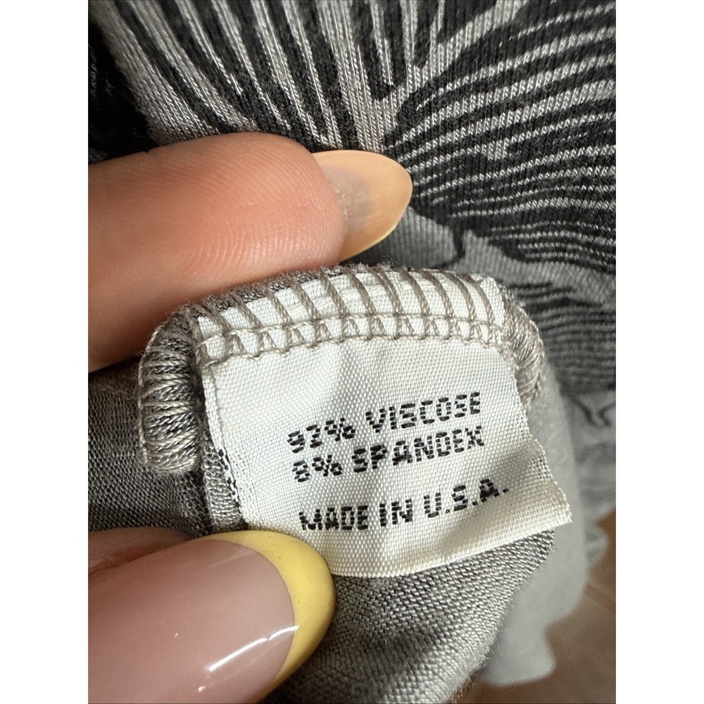 Bryn Walker Floral Viscose Dress XL Gray Stretch Round Neck 3/4 Sleeve Artsy Lux - Picture 7 of 7